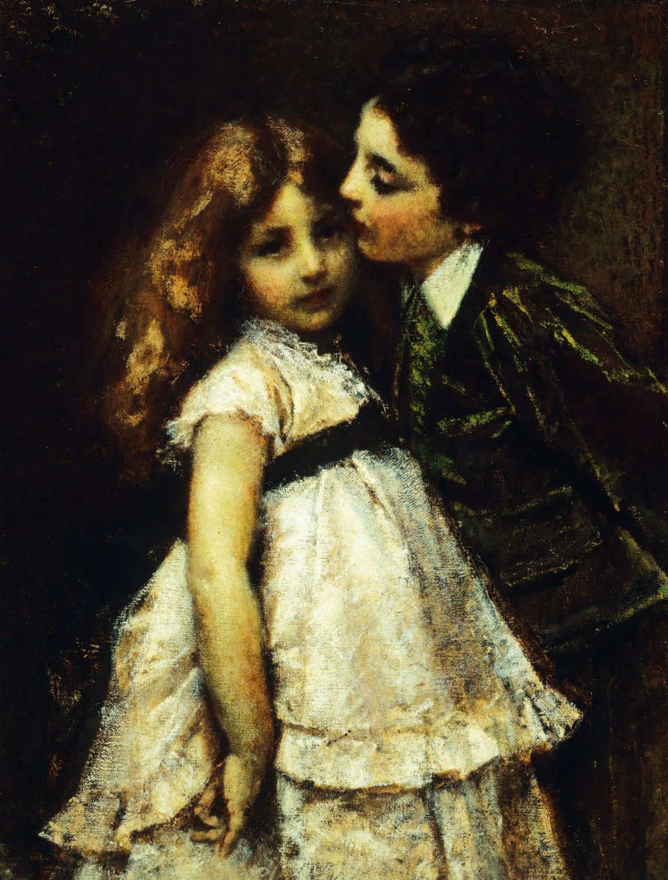 To søskenbarn av Tranquillo Cremona (1837-1878), olje på lerret, 86x65 cm av Tranquillo Cremona