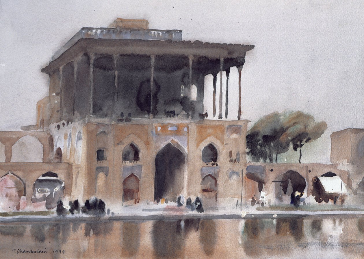 Ali Qapu Palace, Isfahan, 1994 (wc på papir) av Trevor Chamberlain