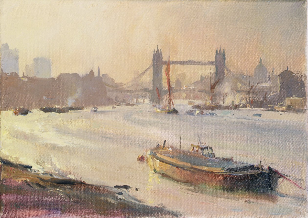 Høstettermiddag, Pool of London, 1991 av Trevor Chamberlain
