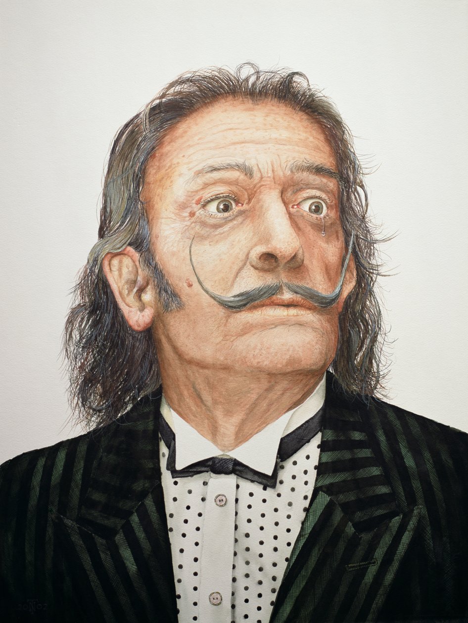 Dali (1904-89) (wc på akvarelltavle) av Trevor Neal