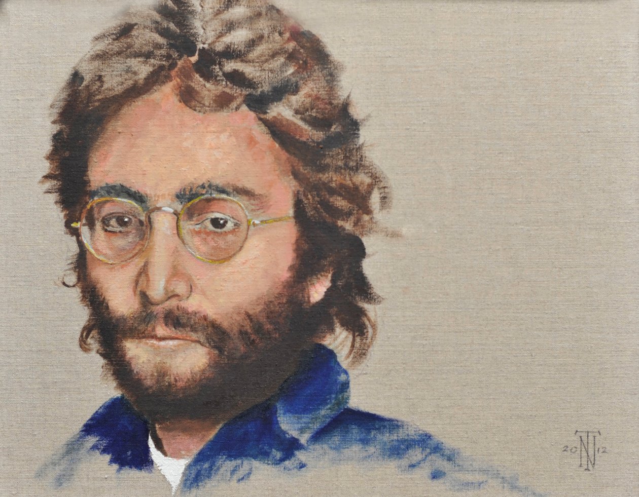 Lennon, 2012 (olje på baksiden av lerretet) av Trevor Neal