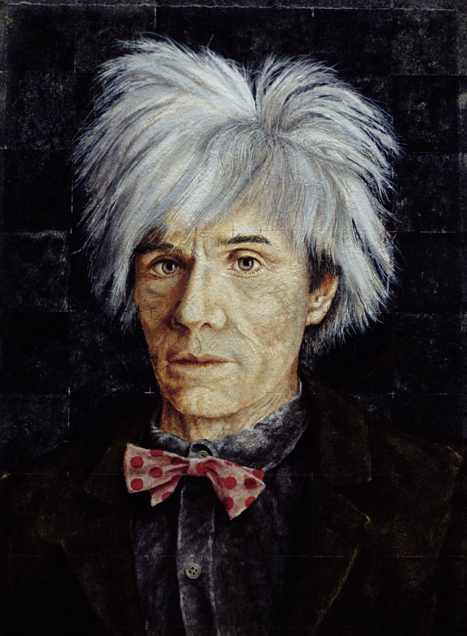 Warhol (1926-87) (olje på tempera på papir lagt om bord) av Trevor Neal