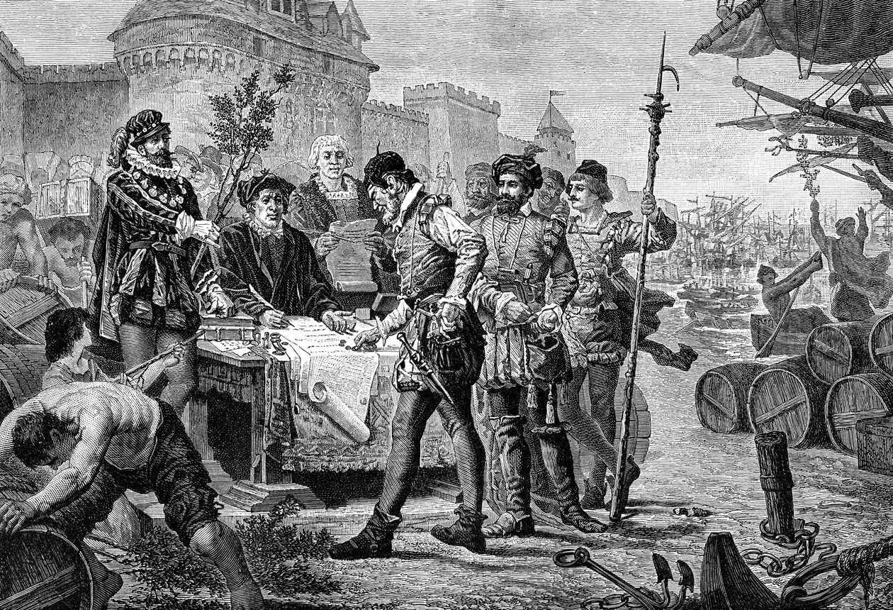 Betaling av den gamle avgiften for sypresstreet, Bordeaux, Frankrike, 1453 1882-1884 av Trichon