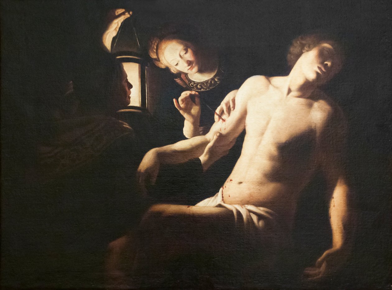 Saint Sebastian helbredet av Saint Irene (olje på lerret) av Trophime Bigot