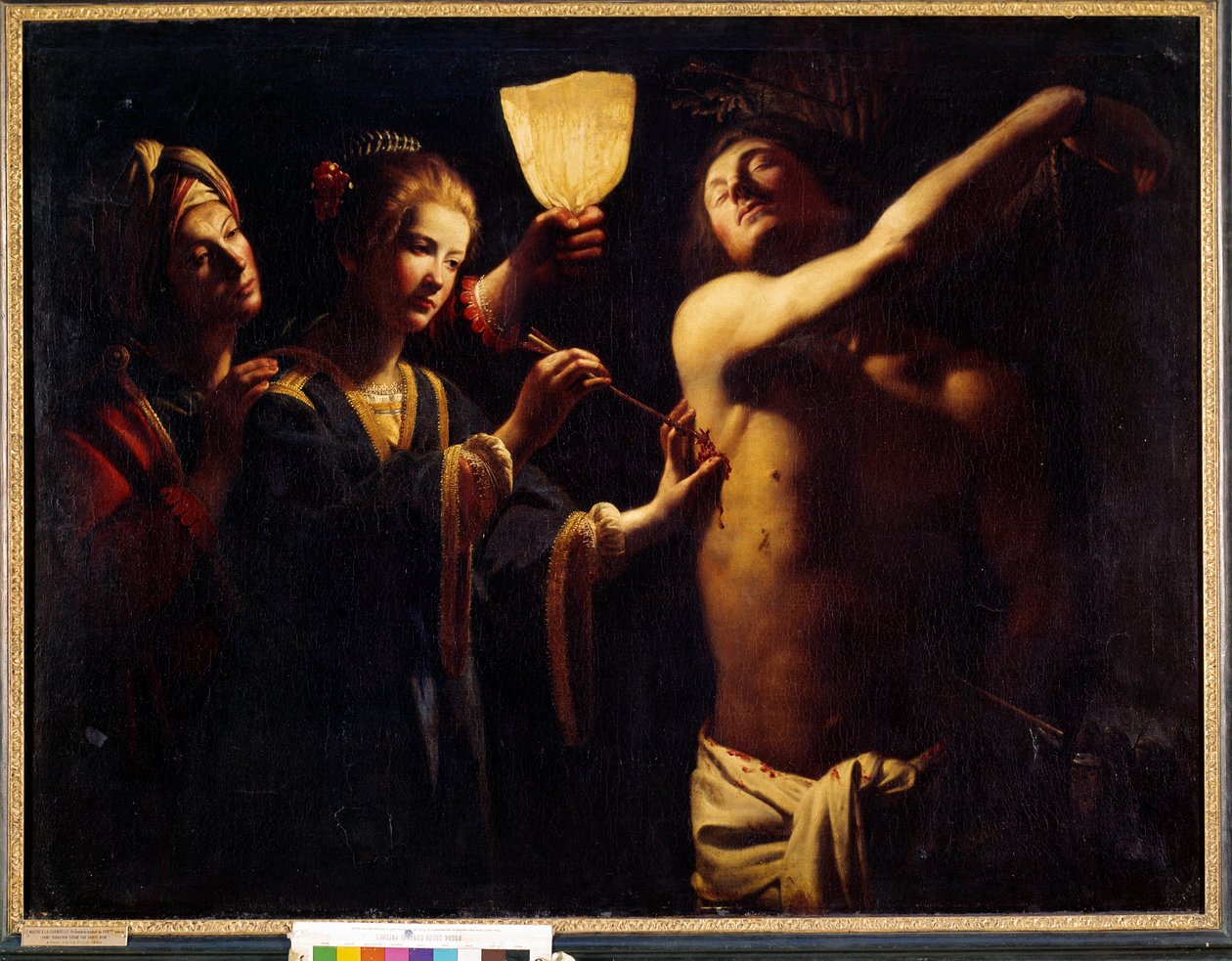 Saint Sebastian helbreder av Saint Irene Sebastian etter hennes første martyrium og blir behandlet av enken Irene og hennes tjenerinne. Maleri av Trophime Bigot kjent som Le Maitre a la Candelle (1600-tallet). 1620-1630. Dim. 1,29x1,7 m. Bordeaux, Museum o av Trophime Bigot