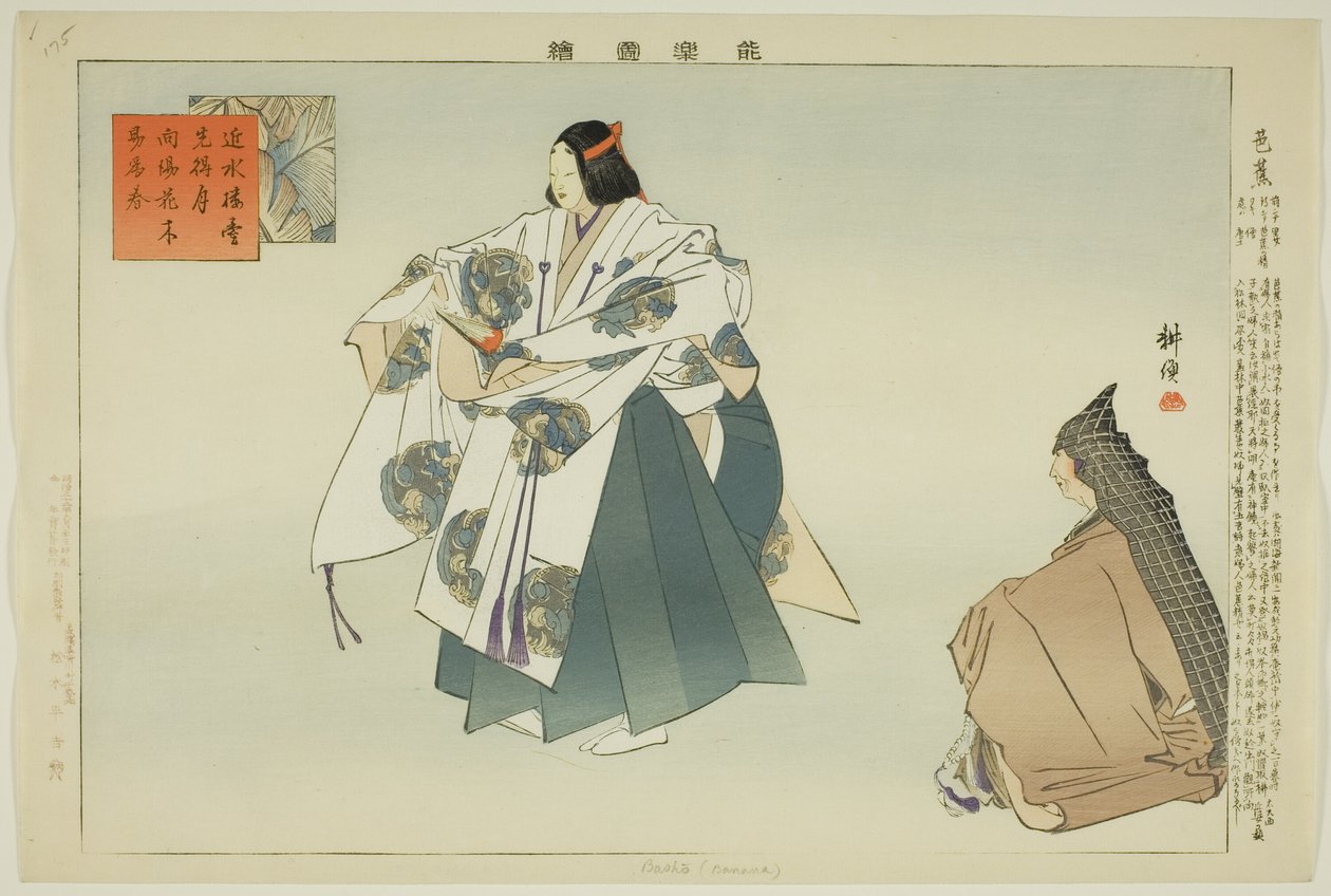Basho, fra serien "Pictures of No Performances (Nogaku Zue)" av Tsukioka Kogyo
