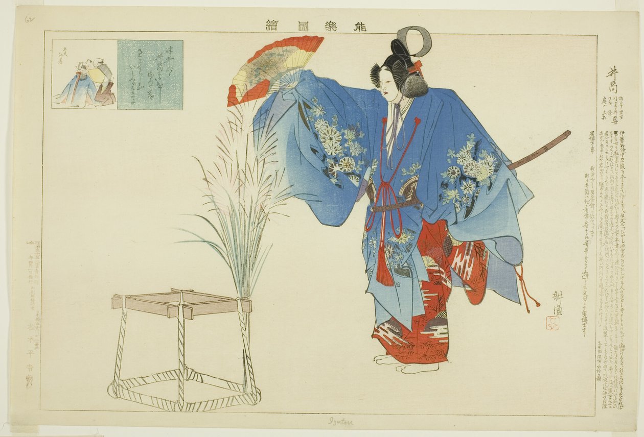 Izutsu, fra serien "Pictures of No Performances (Nogaku Zue)" av Tsukioka Kogyo