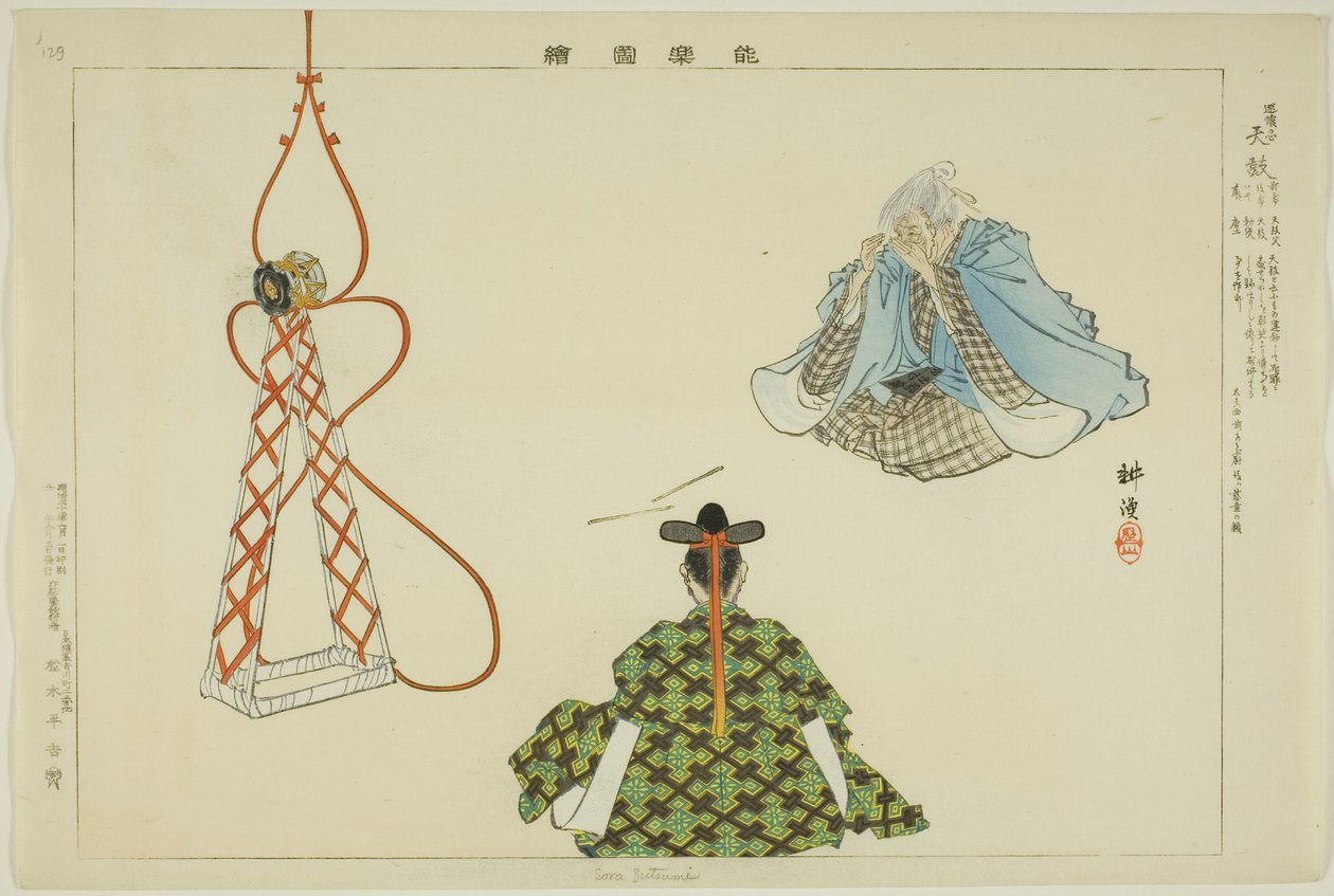 Sora Zutsumi, fra serien "Pictures of No Performances (Nogaku Zue)" av Tsukioka Kogyo