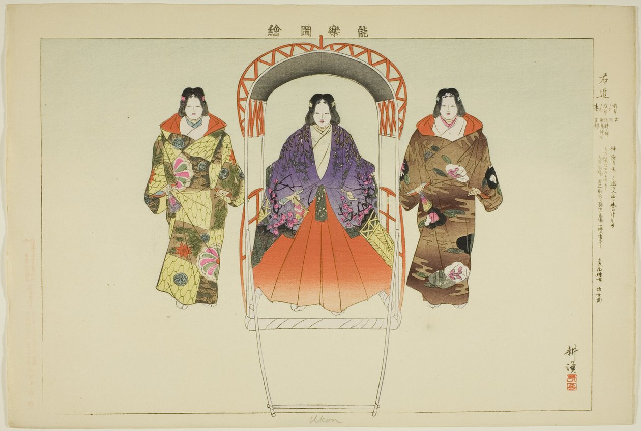 Ukon, fra serien "Pictures of No Performances (Nogaku Zue)" av Tsukioka Kogyo