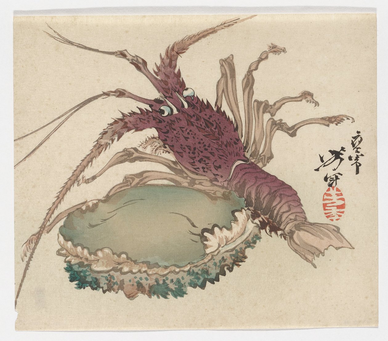 Hummer og abalone av Tsukioka Yoshitoshi