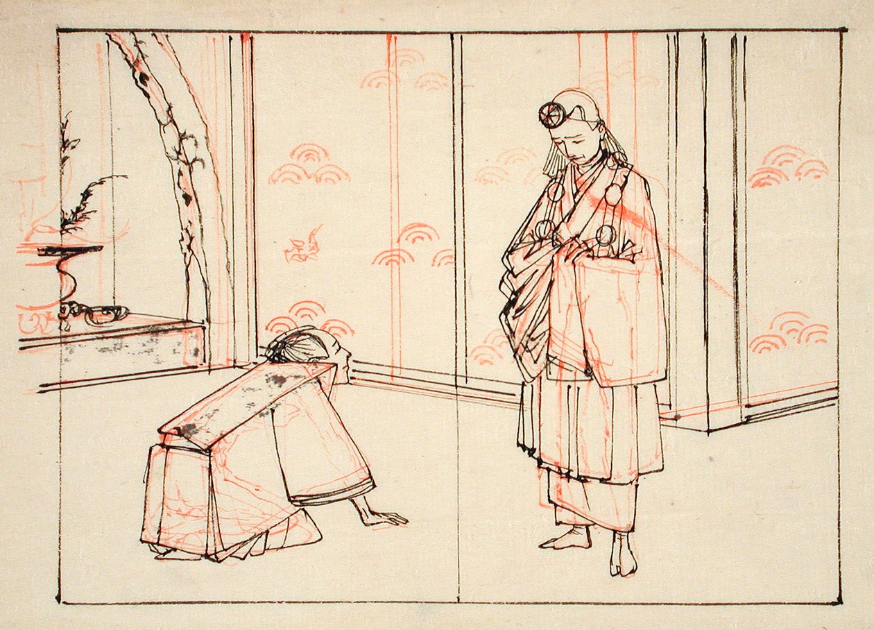 Forberedende tegning til en illustrasjon i boken: Speil av berømte japanske generaler av Tsukioka Yoshitoshi