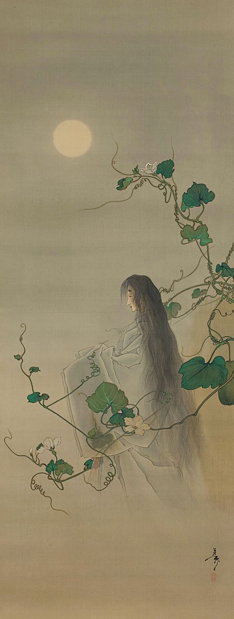 Ånden til den avdøde Yugao flettet inn i Moonflower Vines..., ca. 1892. av Tsukioka Yoshitoshi