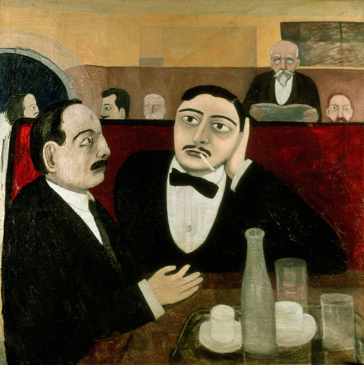 De intellektuelle på Cafe Rotonde, 1916 av Tullio Garbari