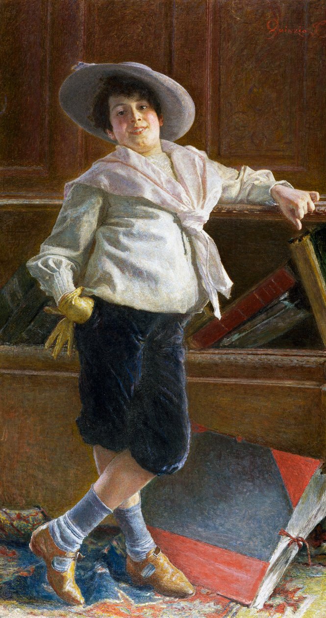 Portrett av ung mann, maleri av Tullio Salvatore Quinzio (1858-1918), olje på lerret, 80x100 cm av Tullio Salvatore Quinzio