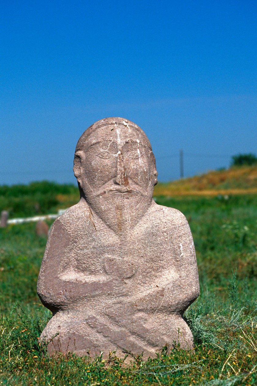 En gravstein fra det vestlige turkiske khanatet, 600-1000-tallet av Turkic School
