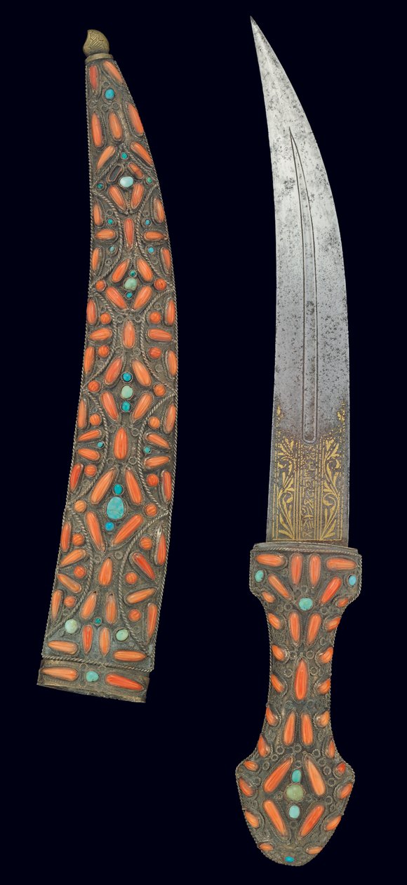 Ottomansk dolk, første halvdel av 1700-tallet (gull damascene, koraller og turkis) av Turkish School