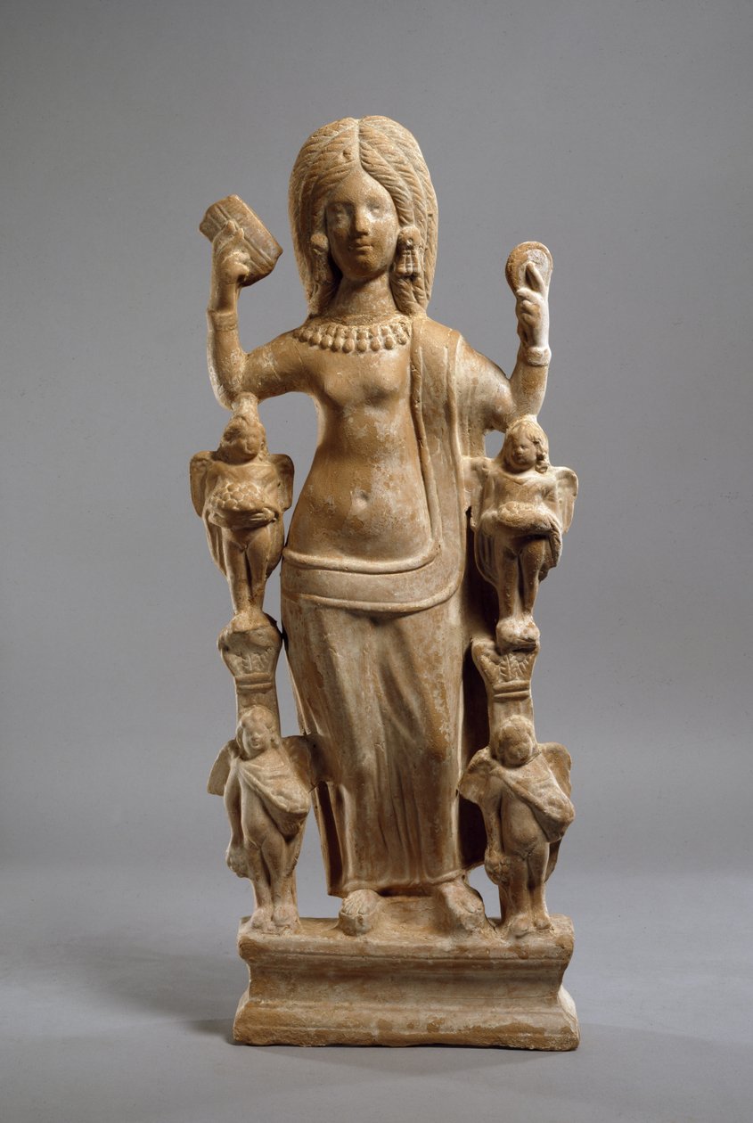 Terrakottastatuett av Venus, eller en ung kvinne kledd på Venus, på toalettet hennes, ca. 200-230 (terrakotta) av Turkish School