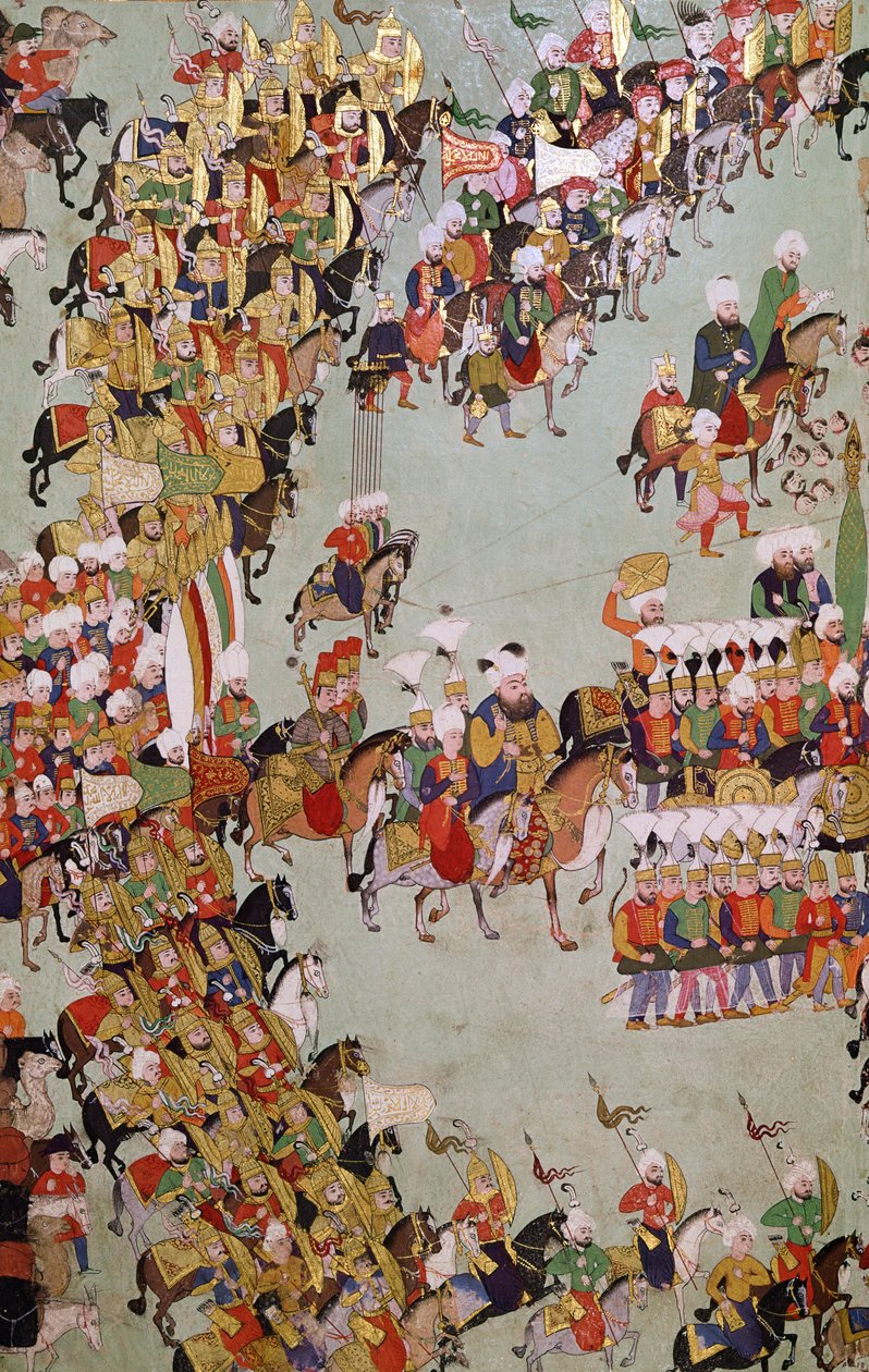 Erobringen av Eger, fra Egri Fetihnamesi (blekk, wc og bladgull på vellum) av Turkish School