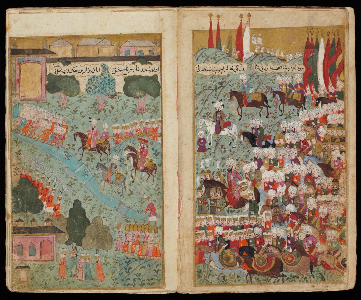 Mehmed III ankommer lederen av den seirende hæren i Istanbul fra manuskriptet til Mehmed IIIs leir av Turkish master