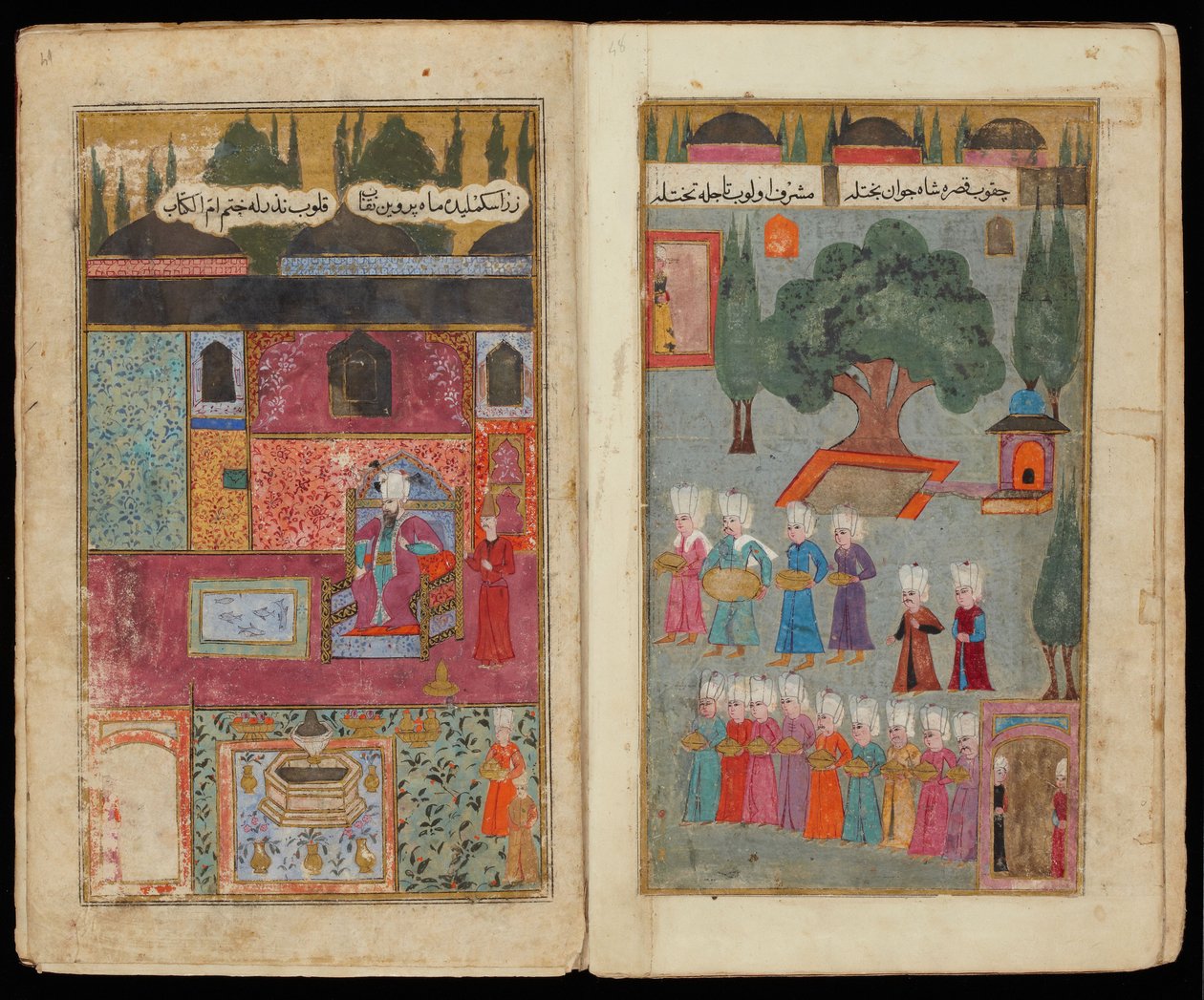 Mehmed III tronet fra manuskript Mehmed IIIs kampanje i Ungarn av Turkish master