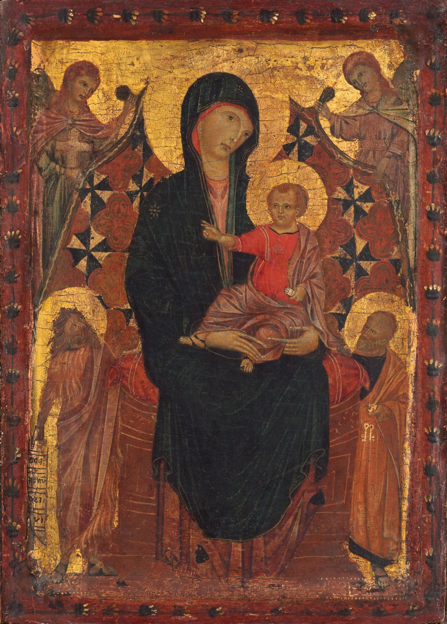Madonna og barn med døperen Johannes, Peter og to engler av Tuscan 13th Century