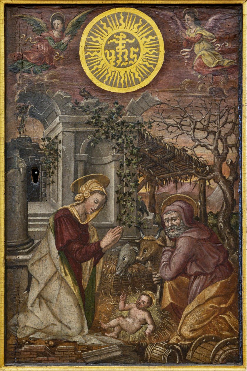 Jesu fødsel, dør til et ciborium, første halvdel av XVI århundre (olje på panel) av Tuscan School