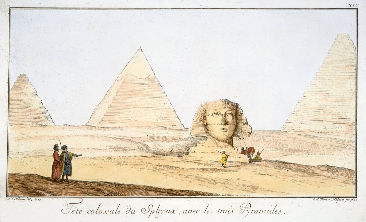 'Great Sphinx and Three Pyramids', 1700-tallet av Tuscher Hafniae