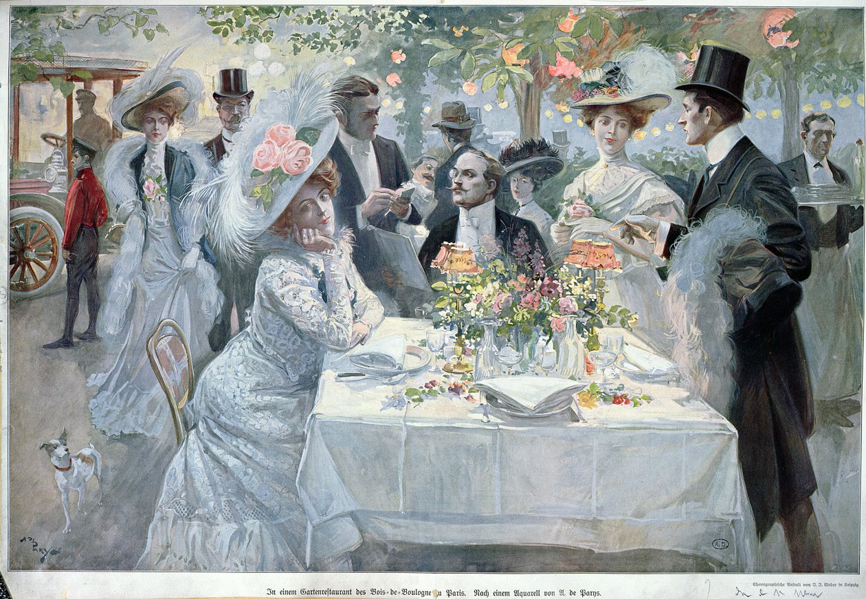På en restaurant i Bois de Boulogne i Paris, sent på 1800-tallet av U de Parns