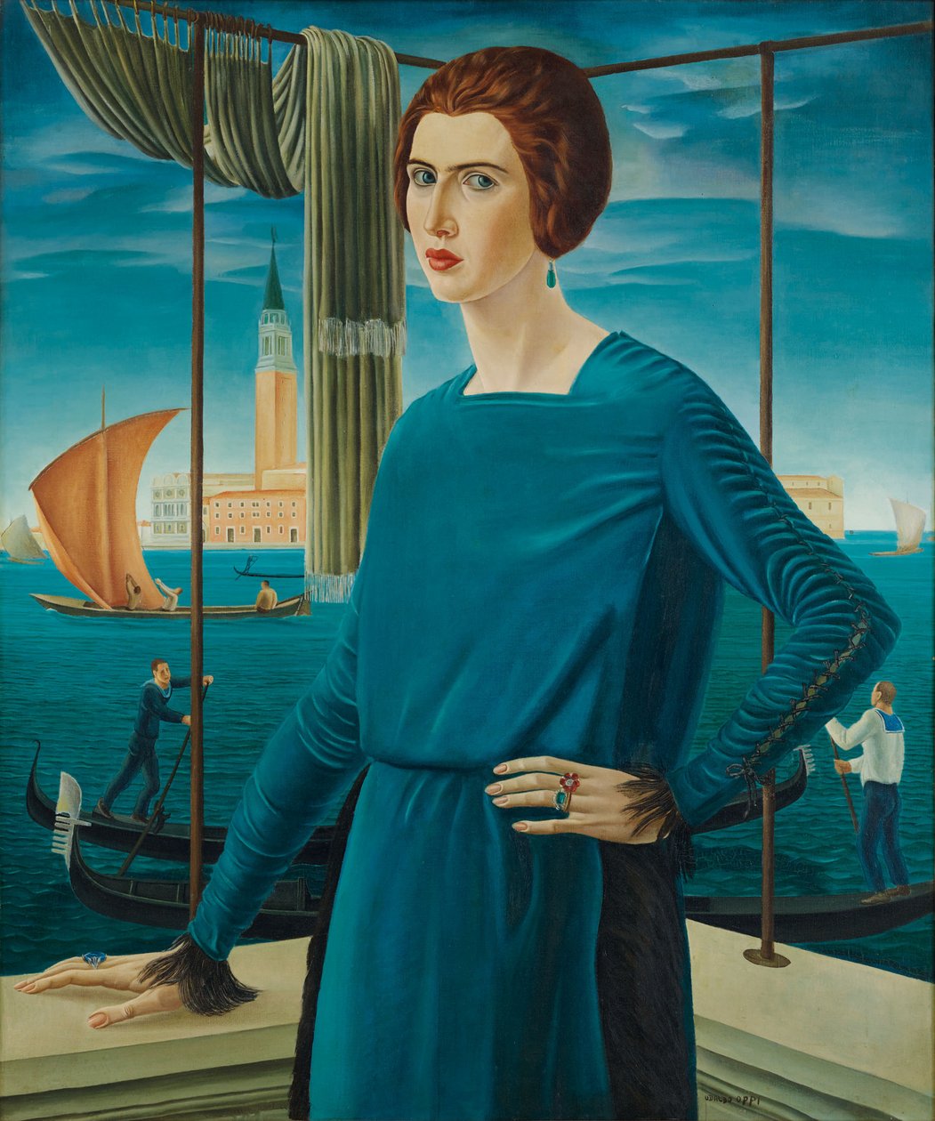 The Artists Wife med Venezia i bakgrunnen, 1921. av Ubaldo Oppi