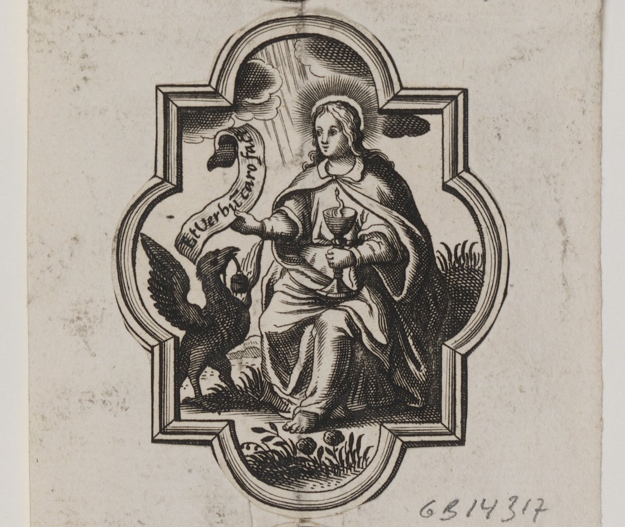 Emblem med evangelisten Johannes av Ubekendt