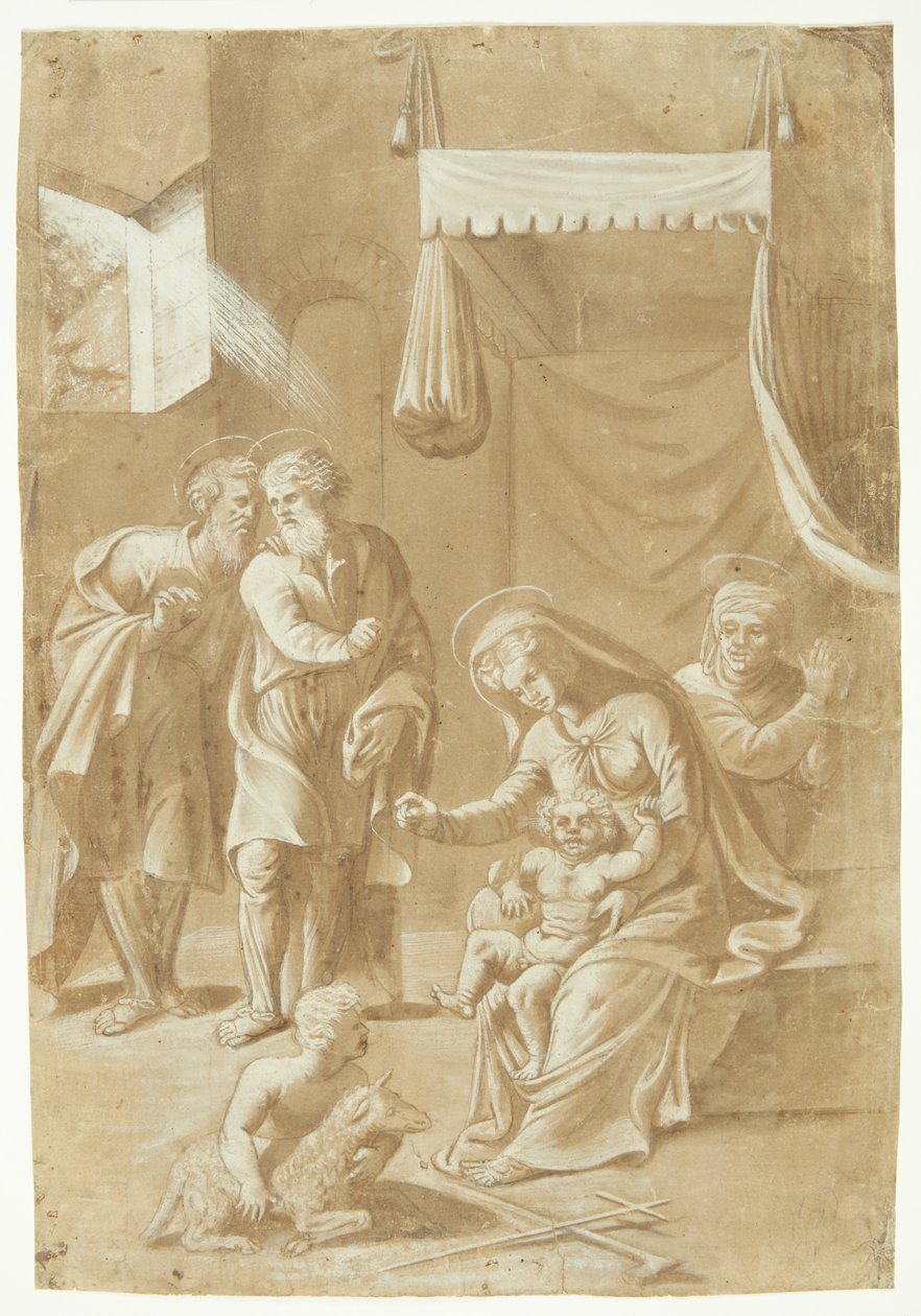Maria med Jesusbarnet, døperen Johannes, Elisabet, Josef og Sakarias av Ubekendt