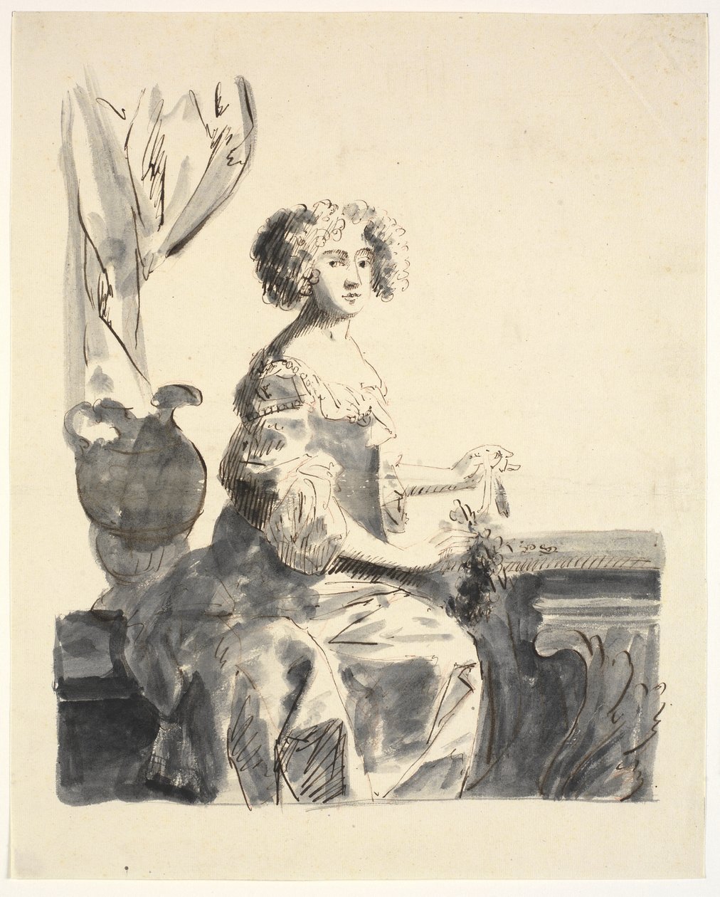 Portrett av en dame, sittende, halvfigur av Ubekendt