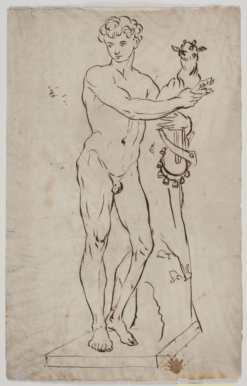 Kopi etter Salys statue "Ung faun holder en geitunge" (1750). Etter et eksemplar på en firkantet base av Ubekendt KKS21008