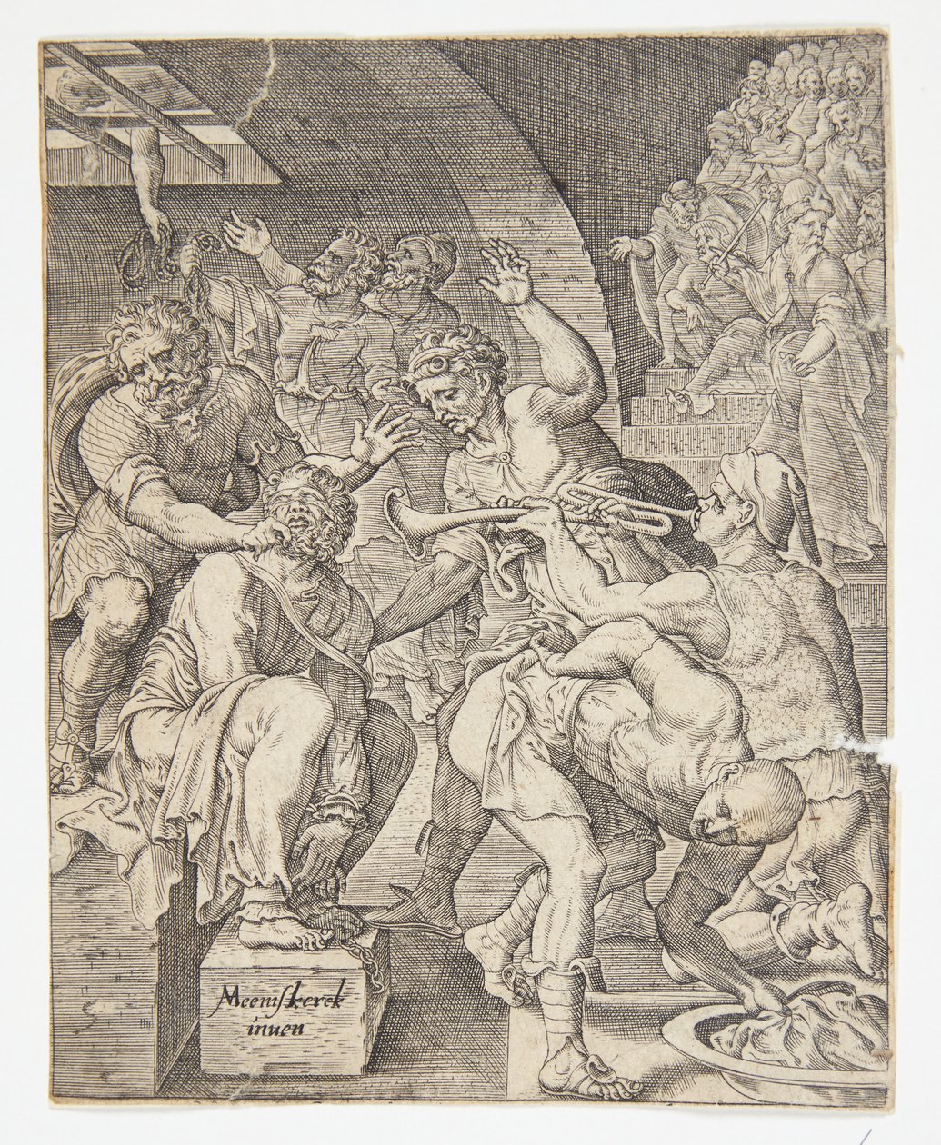 Hån mot Kristus av Ubekendt efter Dirck Volckertsz. Coornhert efter Maarten van Heemskerck