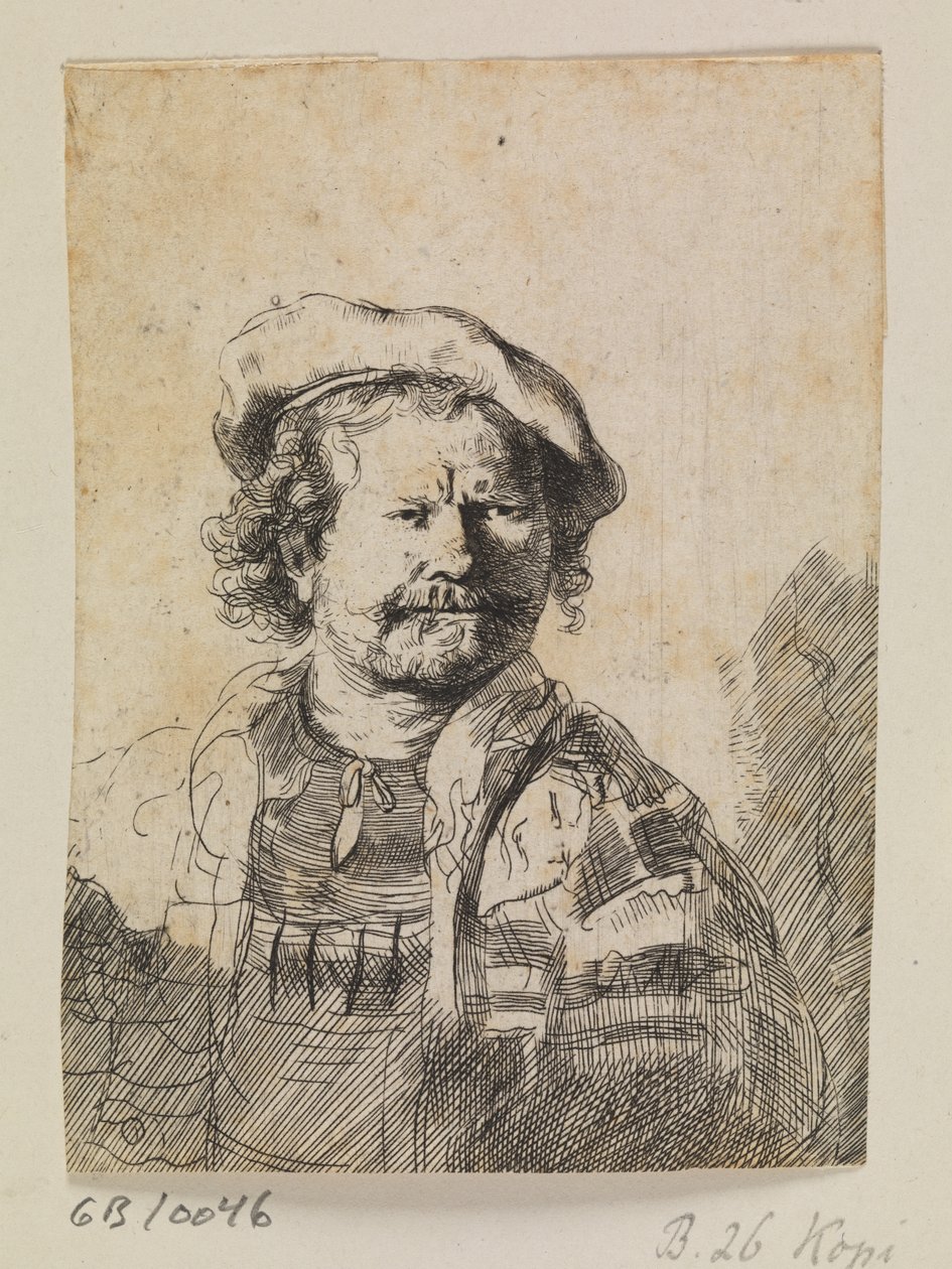 Rembrandt i flat caps og brodert kjole av Ubekendt efter Rembrandt