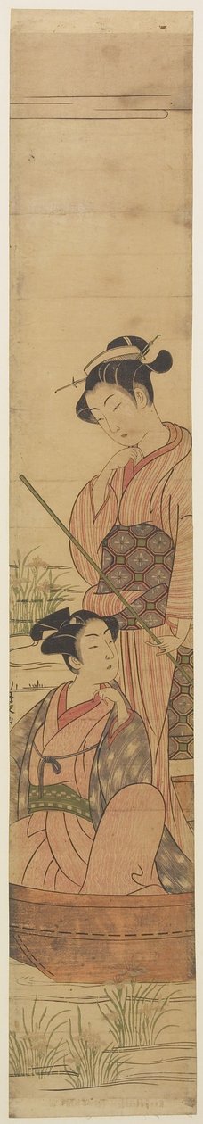 Ungt par i en båt under månen, ca. 1770-72 av Uchimasa