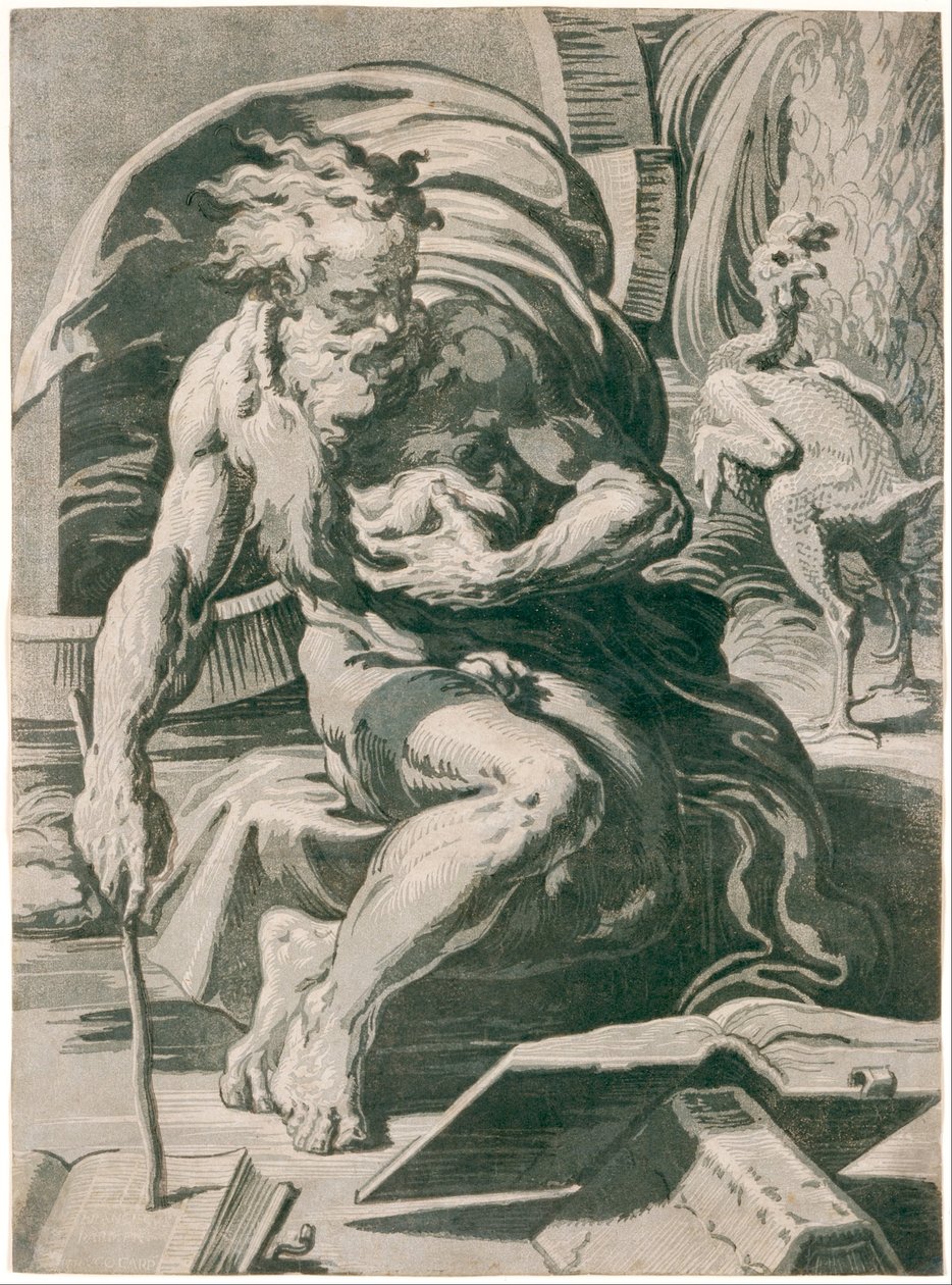 Diogenes, etter Parmigianino av Ugo da Carpi