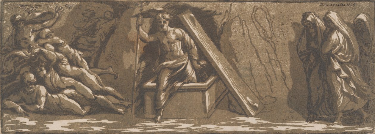 Kristi oppstandelse, ca. 1520-27. av Ugo da Carpi