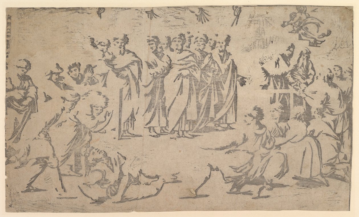 Ananias død omgitt av apostler, 1518. av Ugo da Carpi