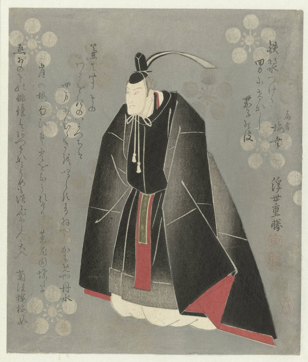 Onoe Kikugorô II i rollen av Sugawara no Michizane av Ukiyo Shigekatsu