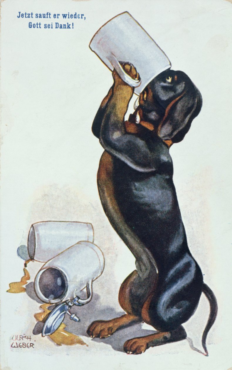En dachs som drikker øl, ca. 1900 av Ulrich Weber