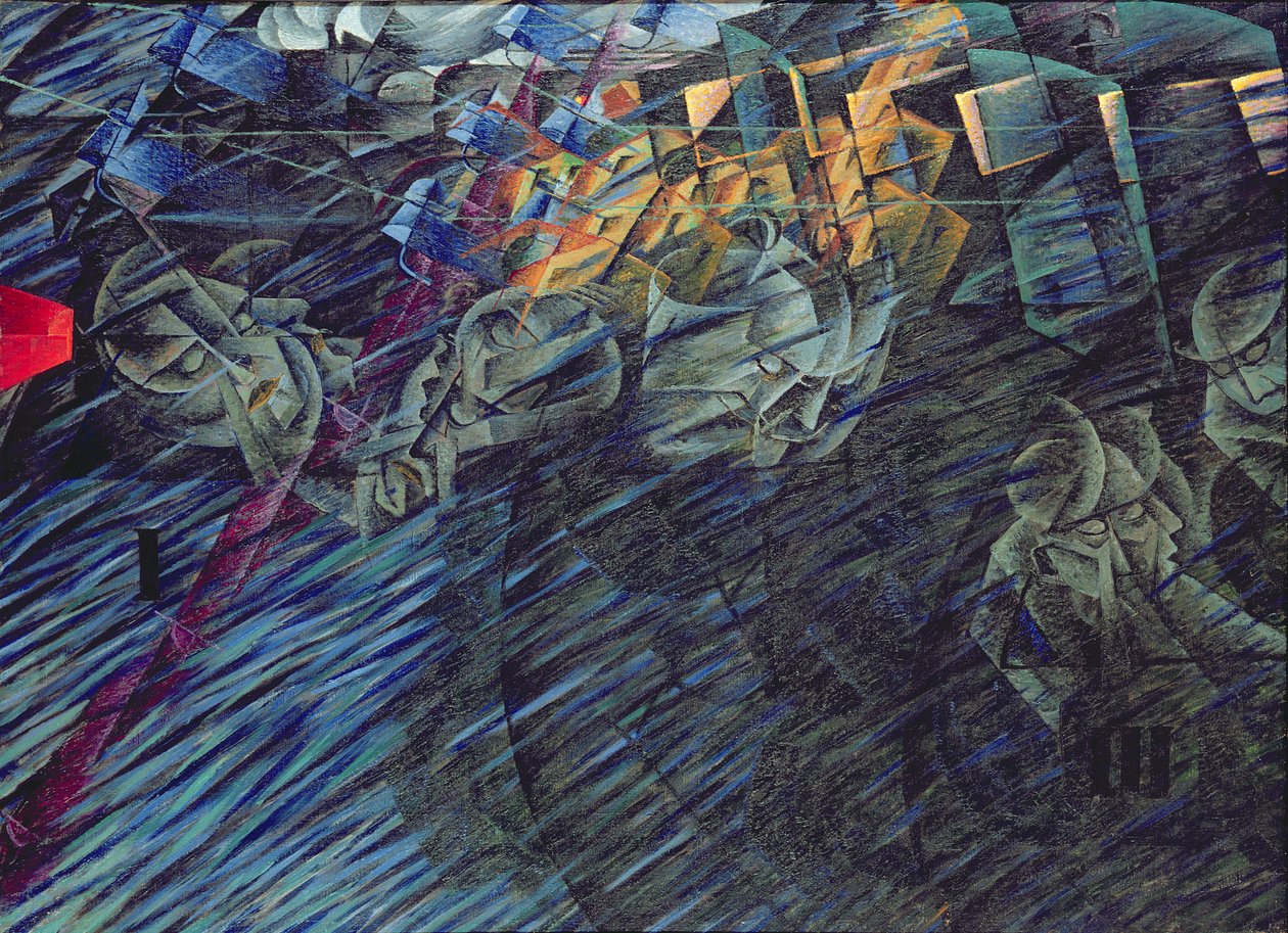 Sinnstilstander: De som går, 1911 av Umberto Boccioni
