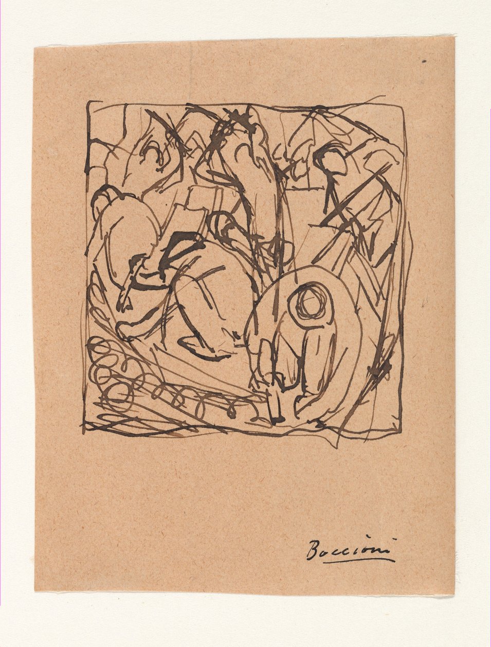 Kompositionsstudie für "Die Straßenpflasterer" av Umberto Boccioni
