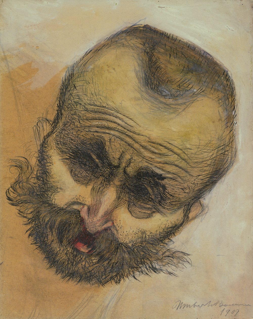 Head Study, 1909 (penn- og blekkvask) av Umberto Boccioni