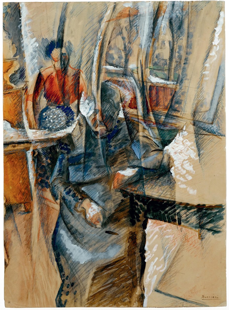 Interiør med to kvinneskikkelser, 1916. av Umberto Boccioni