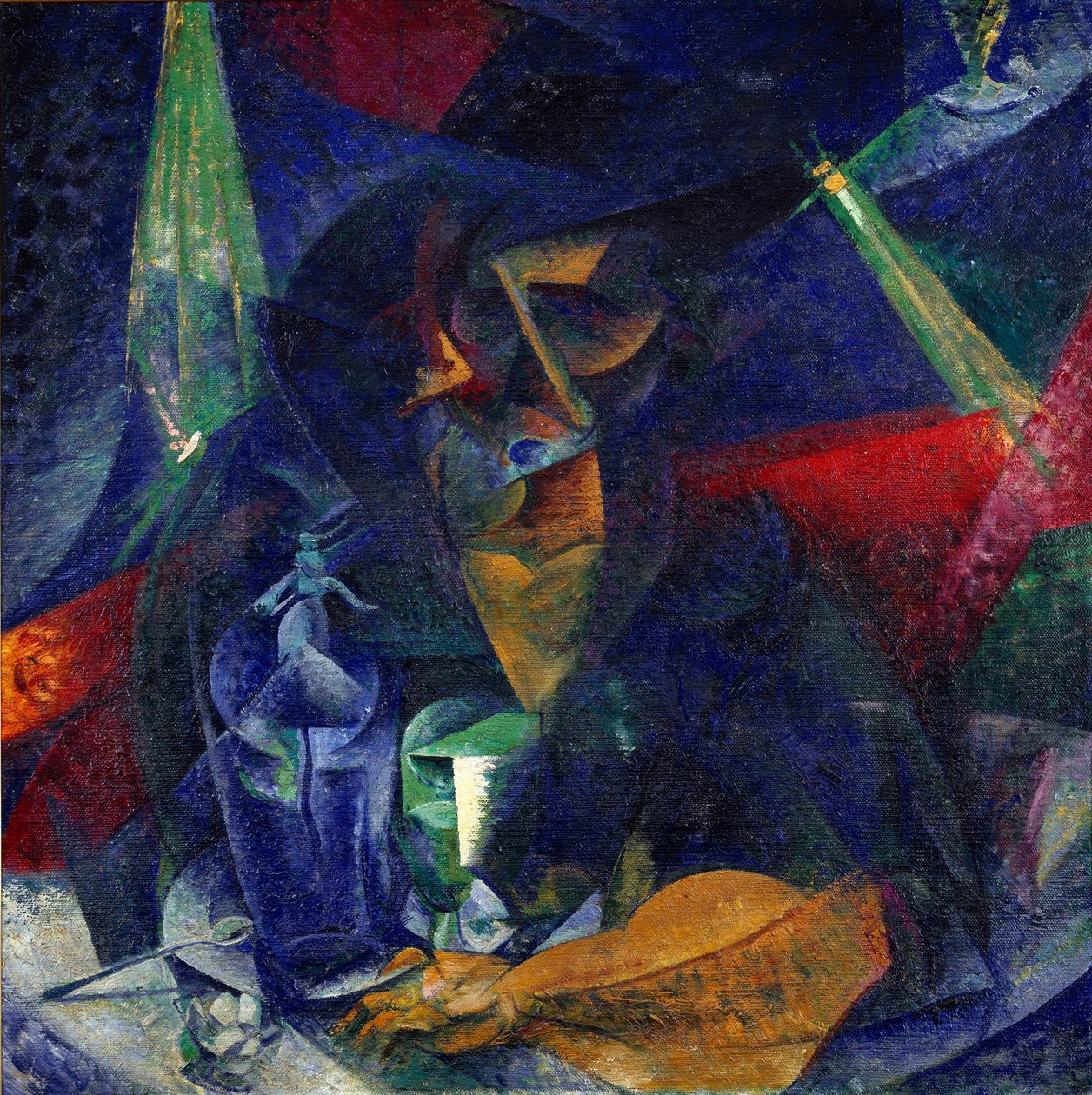 Dame på kafeen eller "" Kompentering av lys og planer "" (Donna al caffe - Interpenetrering av lys og planer) Maleri av Umberto Boccioni (1882-1916) ca. 1912 Dim 86x86 cm Milan, Museo del Novecento av Umberto Boccioni