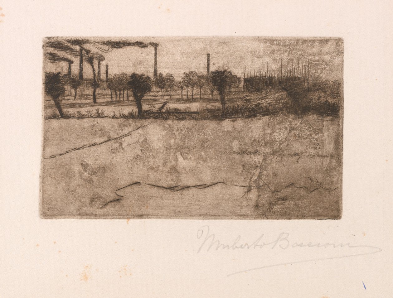 Landskap med industrianlegg av Umberto Boccioni
