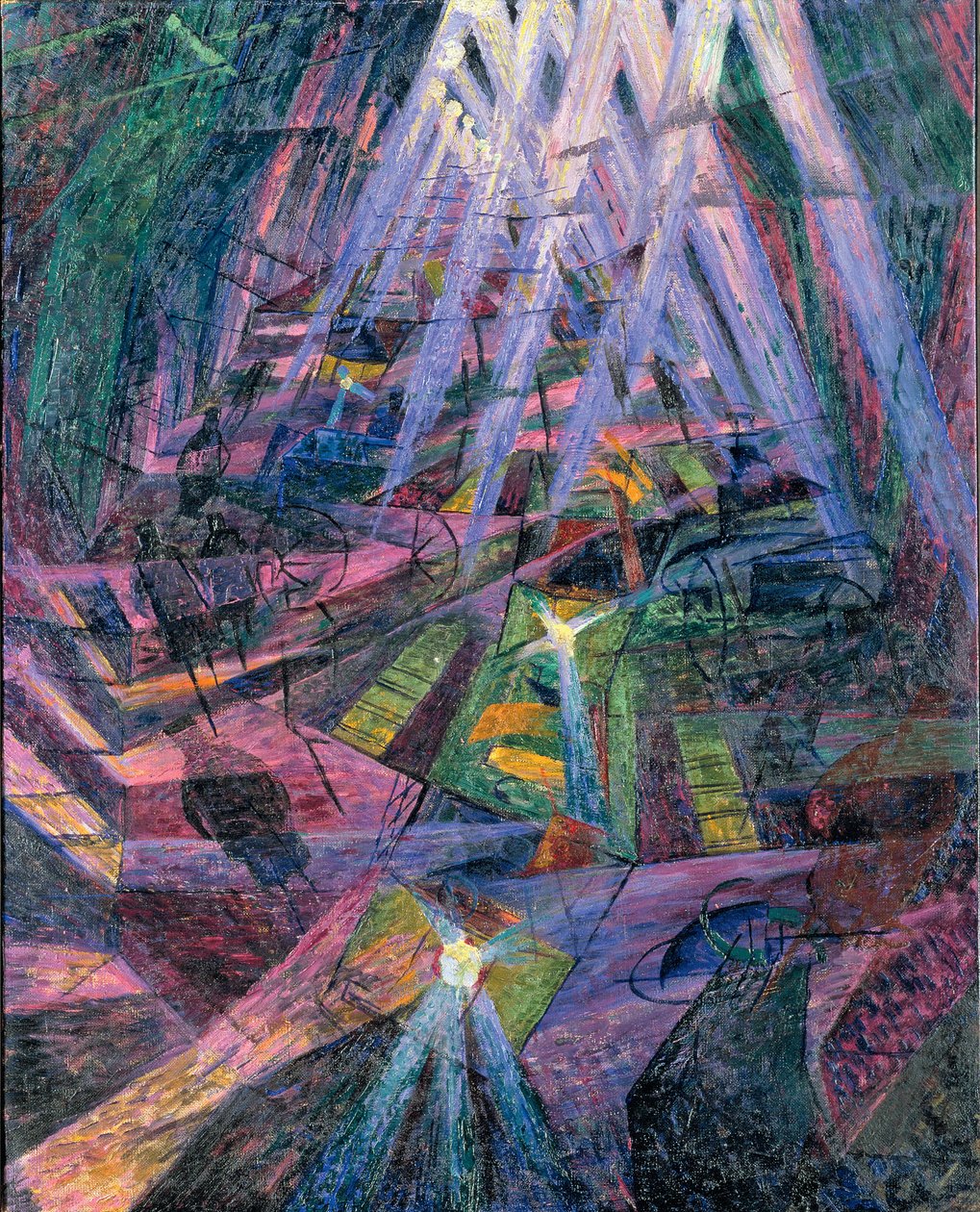 The forces of a road - Forces of a road av Boccioni, Umberto (1882-1916). Olje på lerret, størrelse: 99,5x80,5 av Umberto Boccioni