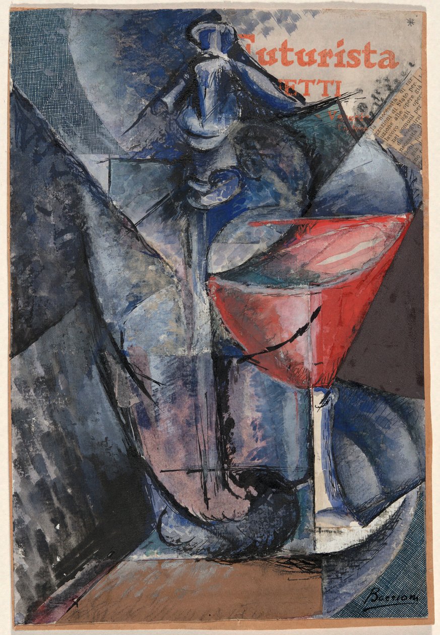 Stilleben: Glass og sifon av Umberto Boccioni