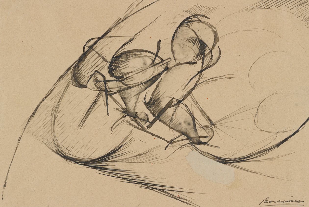 Studie for Dynamic Force of a Cyclist II av Umberto Boccioni